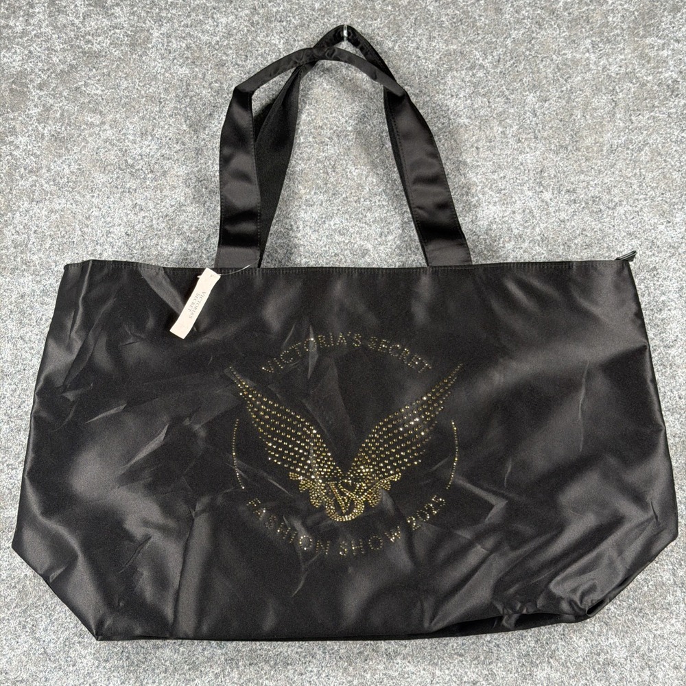 Victoria's Secret Fashion Show 2025 Rhinestone Wings Tote Bag Black Gold NEW